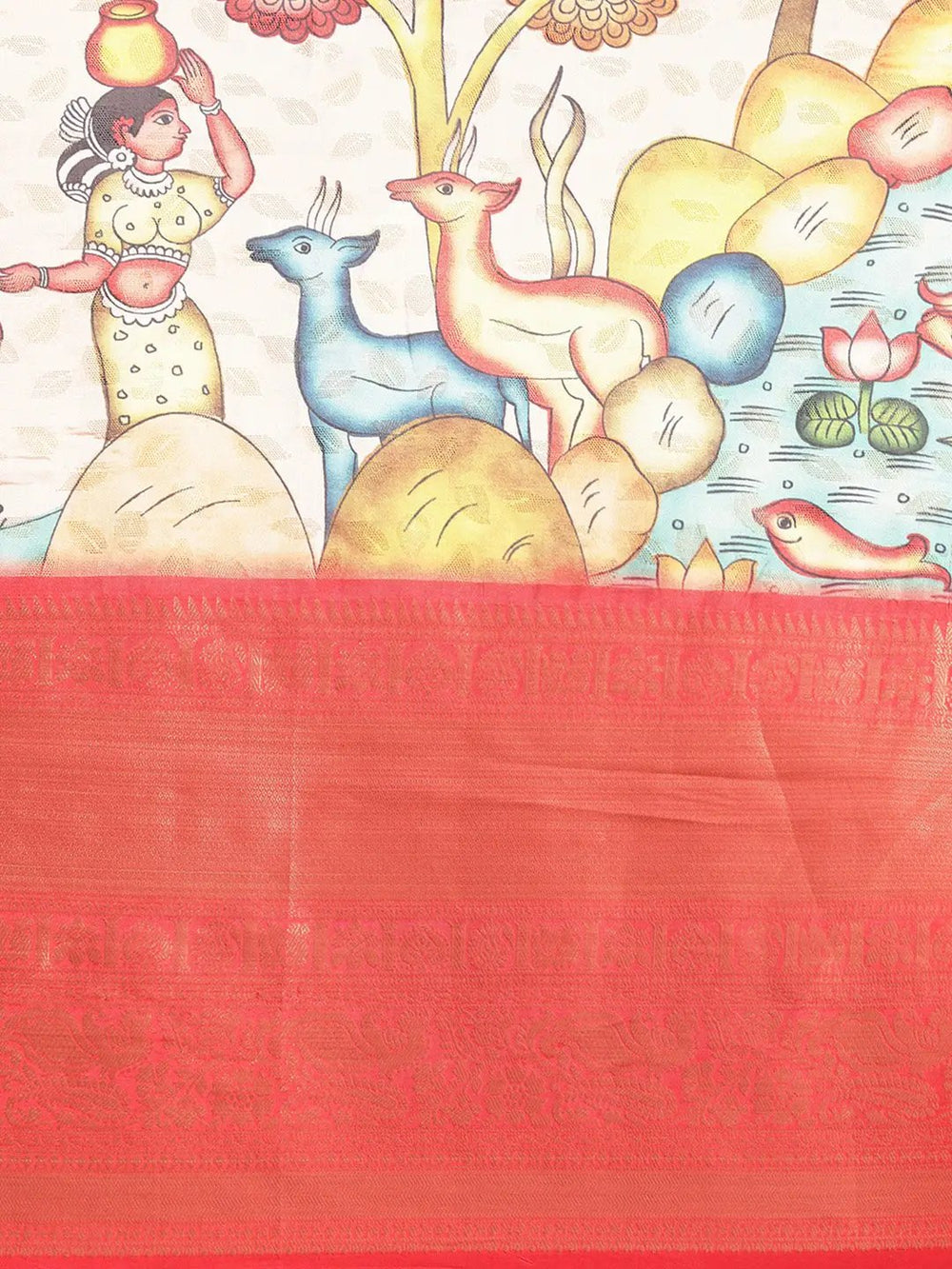 Kalamkari Pattu Banarasi Silk Saree 