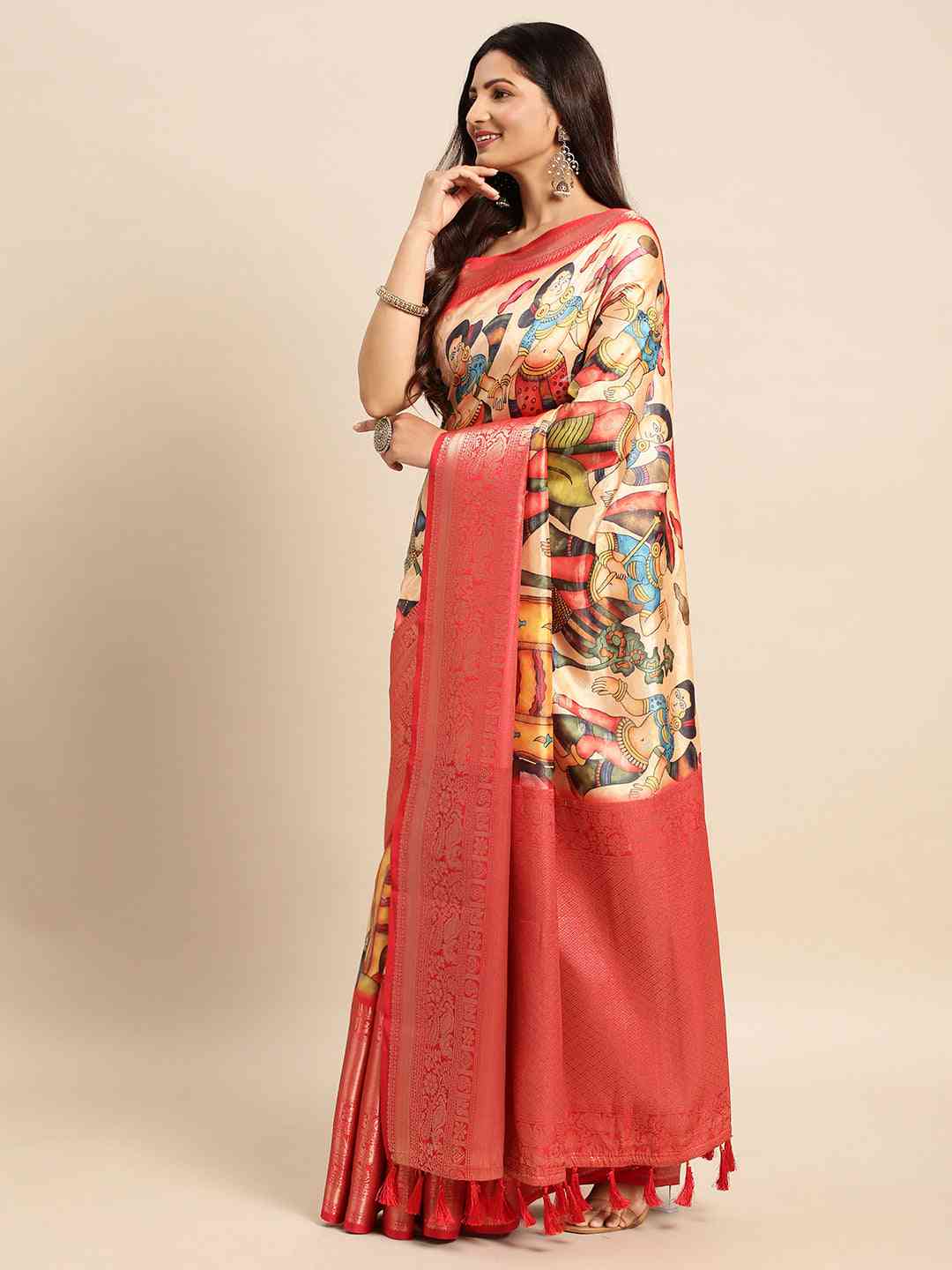 Kalamkari Pattu Banarasi Silk Saree 