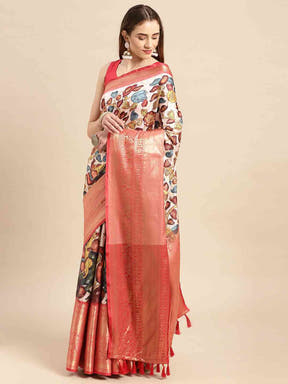 Kalamkari Pattu Banarasi Silk Saree 