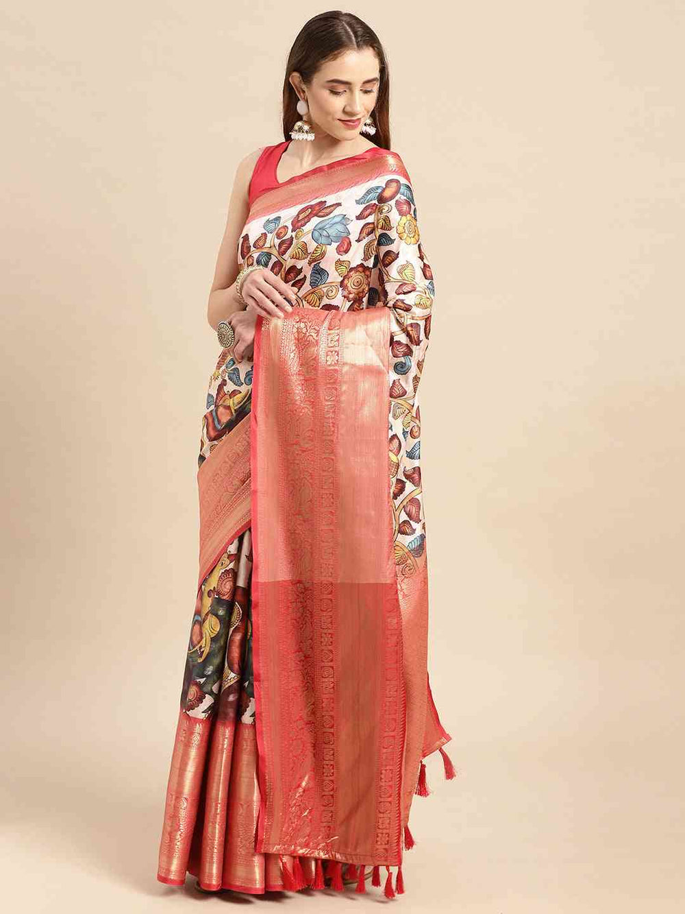 Kalamkari Pattu Banarasi Silk Saree 