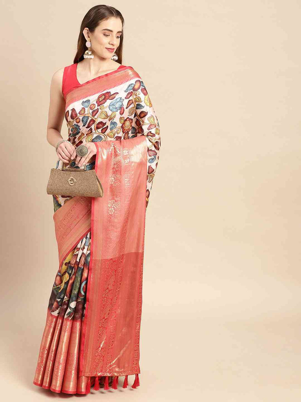 Kalamkari Pattu Banarasi Silk Saree 