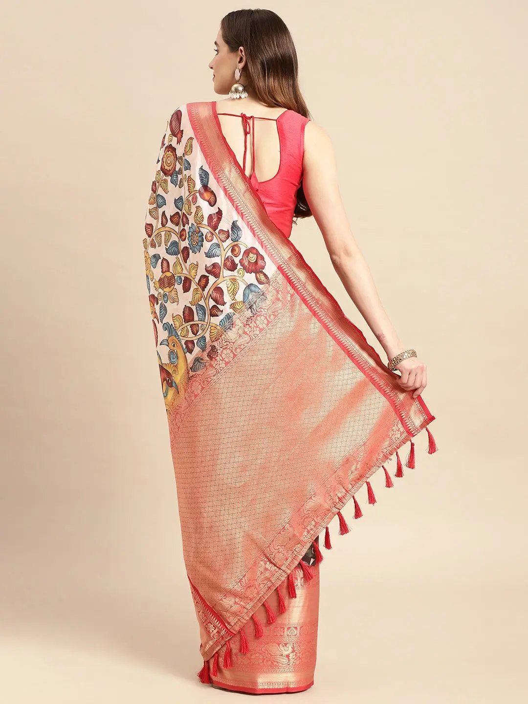 Kalamkari Pattu Banarasi Silk Saree 