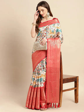 Kalamkari Pattu Banarasi Silk Saree 