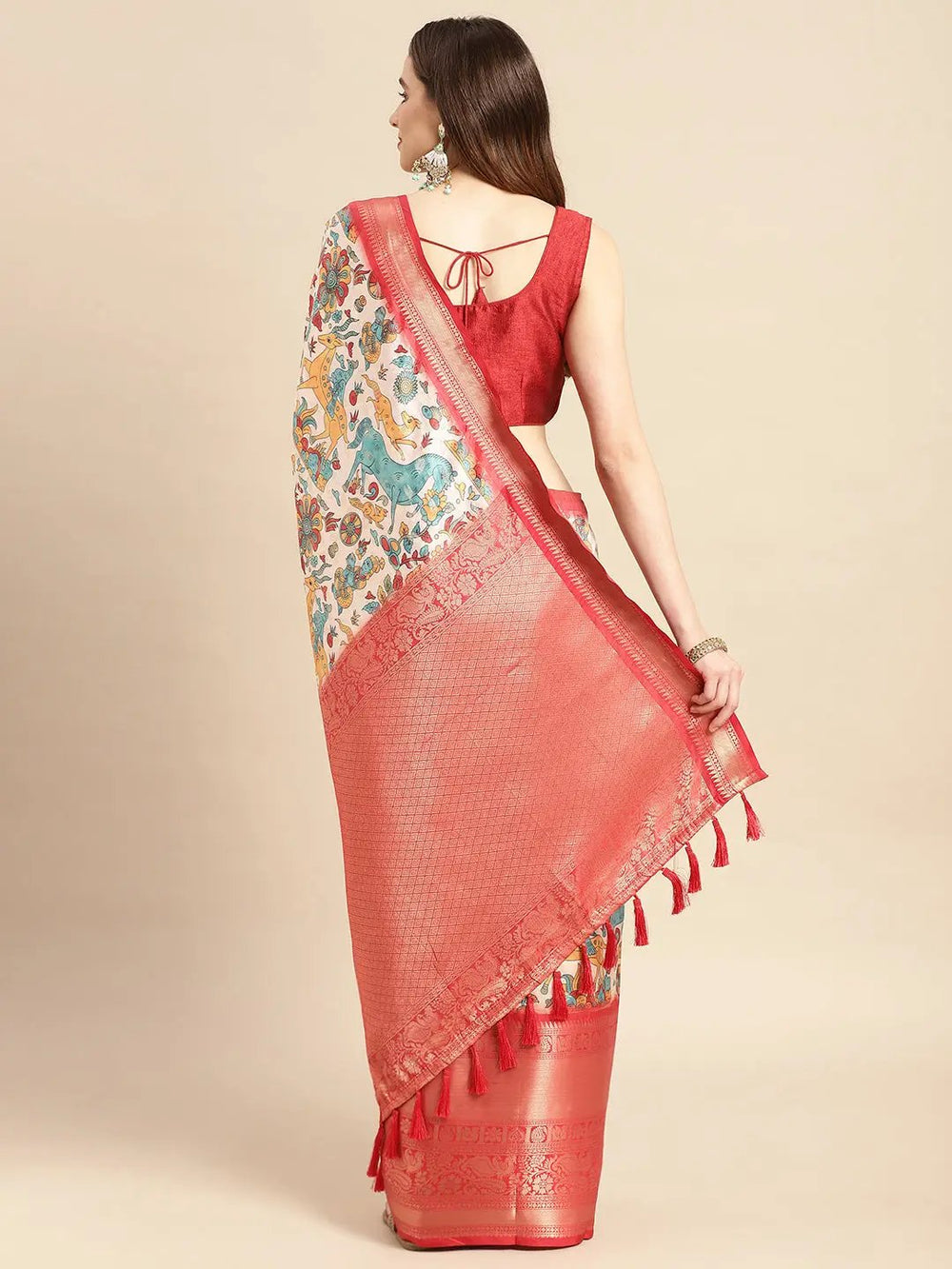 Kalamkari Pattu Banarasi Silk Saree 