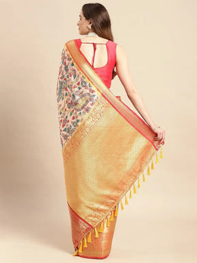 Kalamkari Pattu Banarasi Silk Saree 