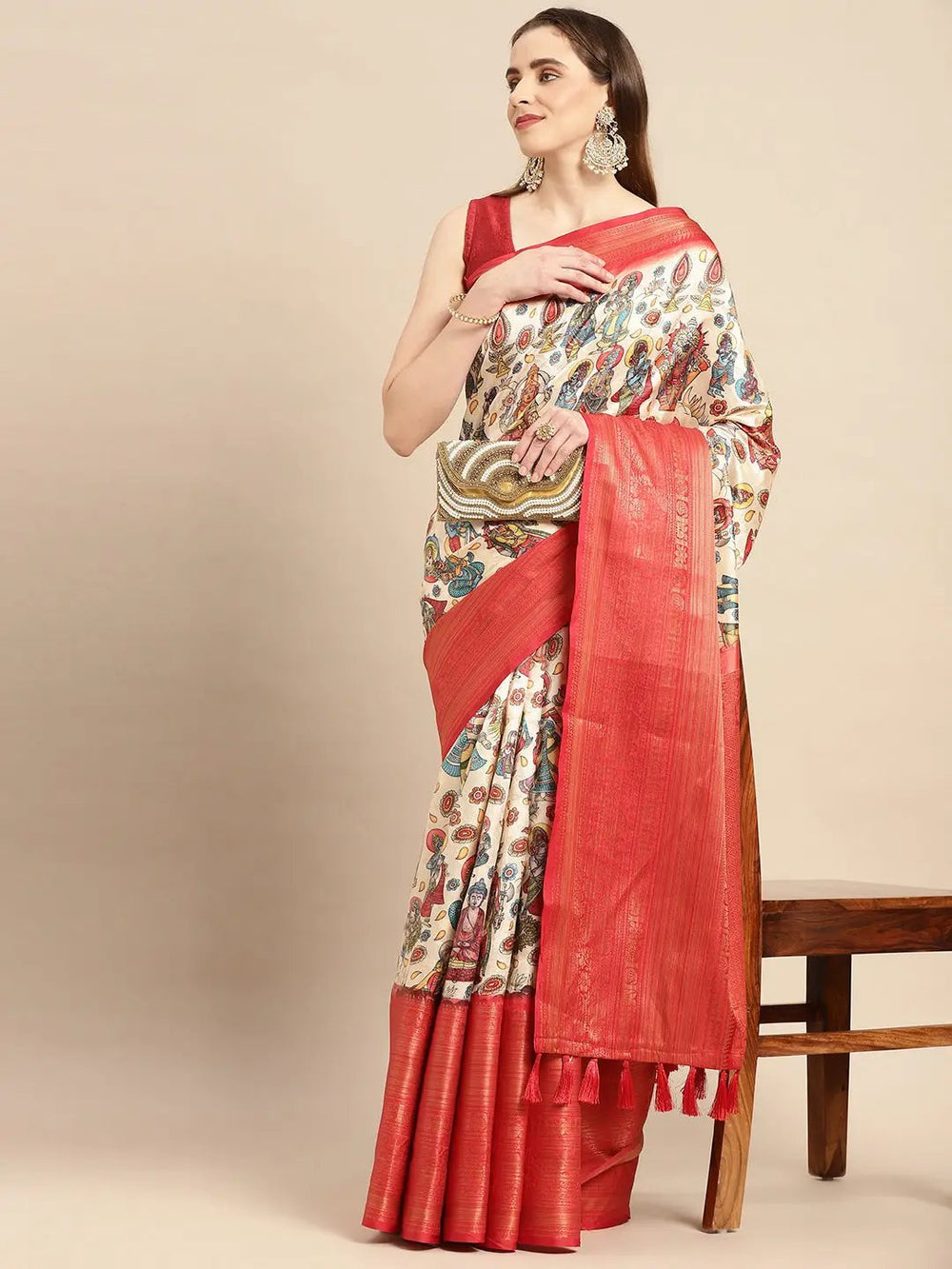 Kalamkari Pattu Banarasi Silk Saree 