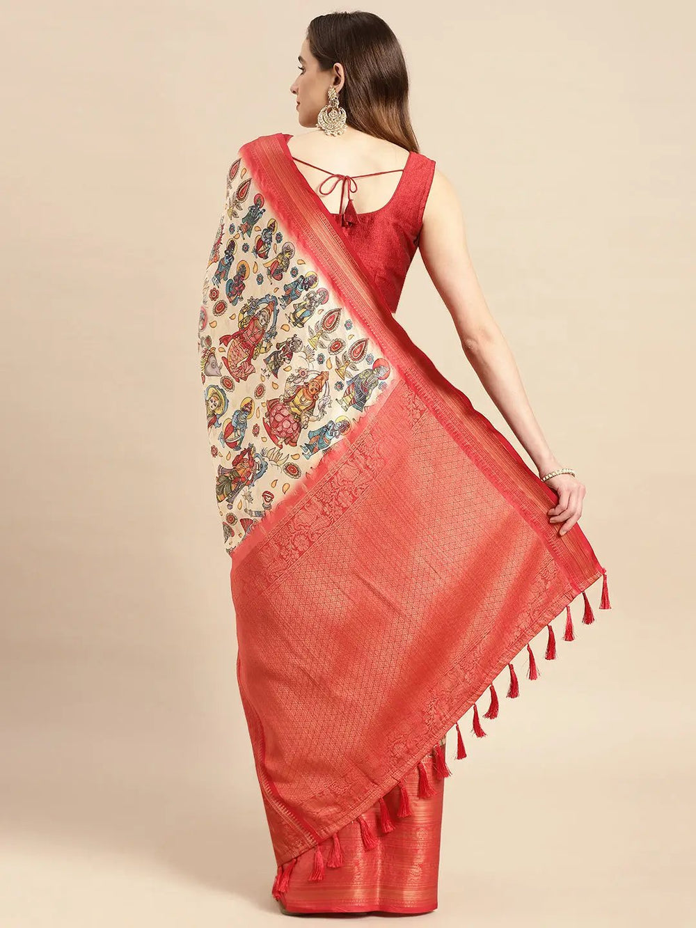 Kalamkari Pattu Banarasi Silk Saree 
