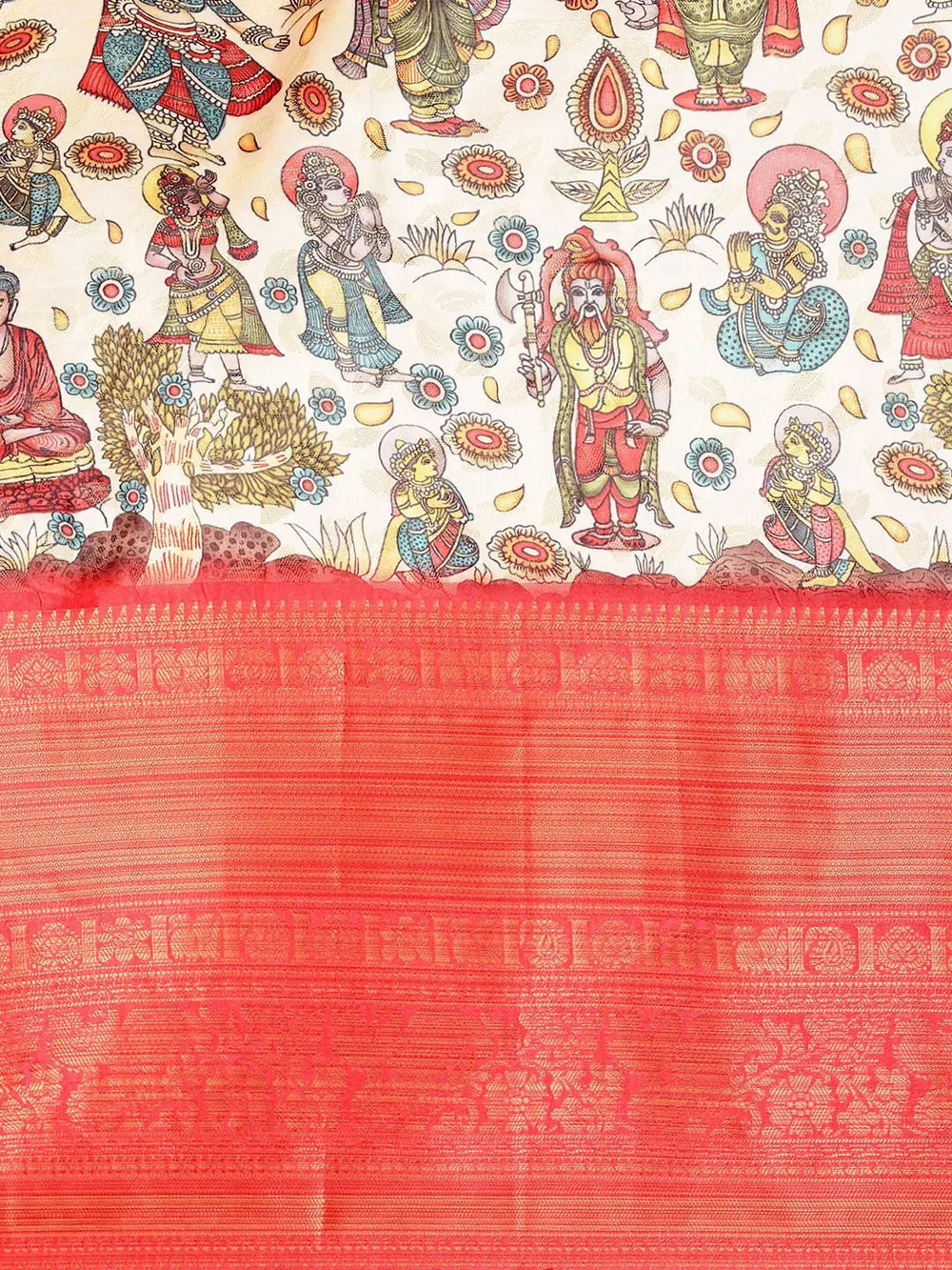Kalamkari Pattu Banarasi Silk Saree 