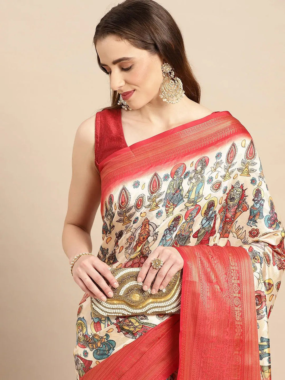 Kalamkari Pattu Banarasi Silk Saree 