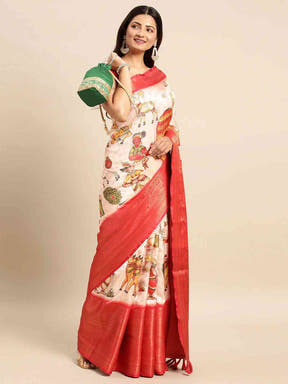 Kalamkari Pattu Banarasi Silk Saree 