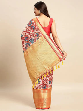 Kalamkari Pattu Banarasi Silk Saree 