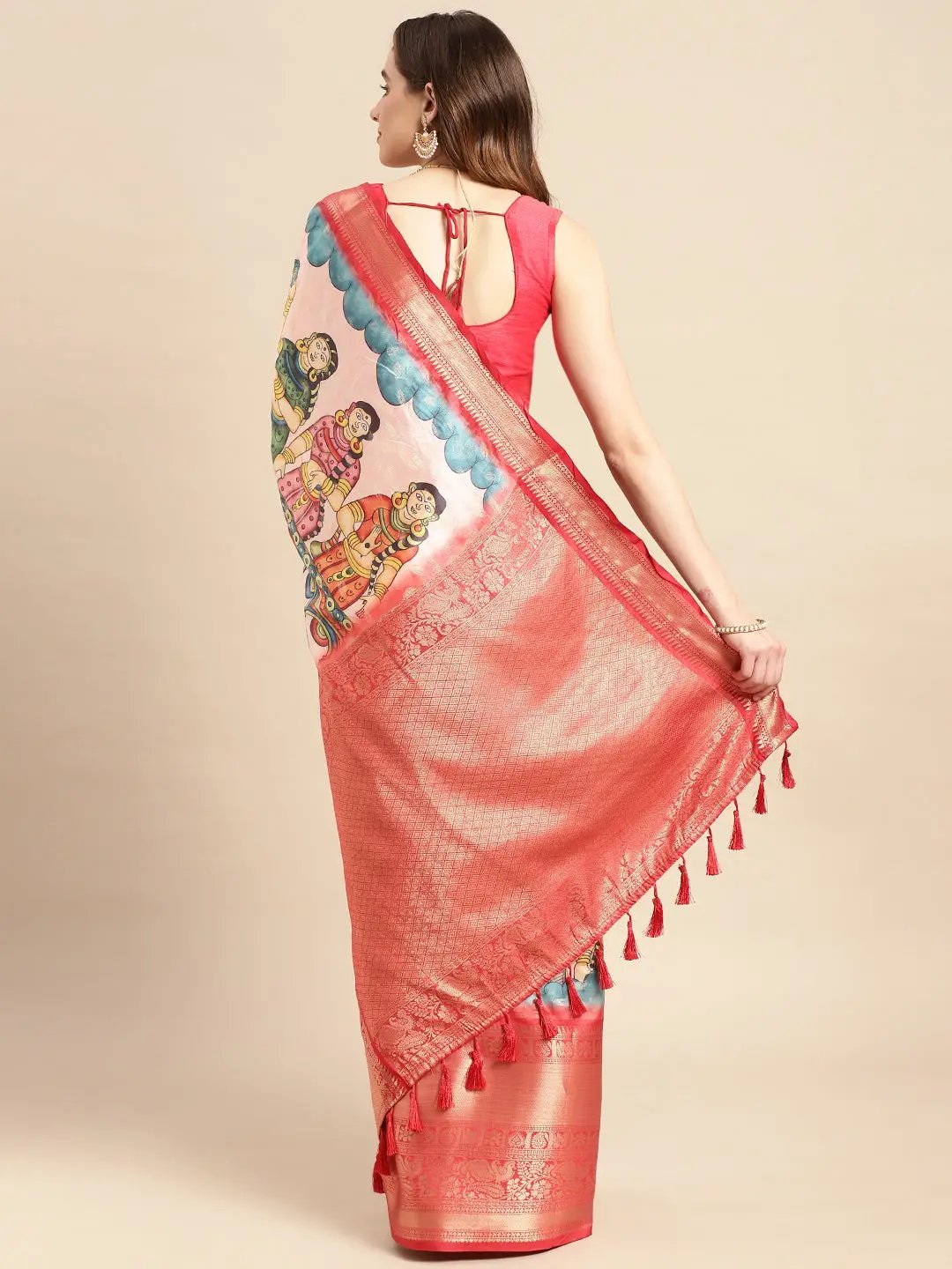 Kalamkari Pattu Banarasi Silk Saree 