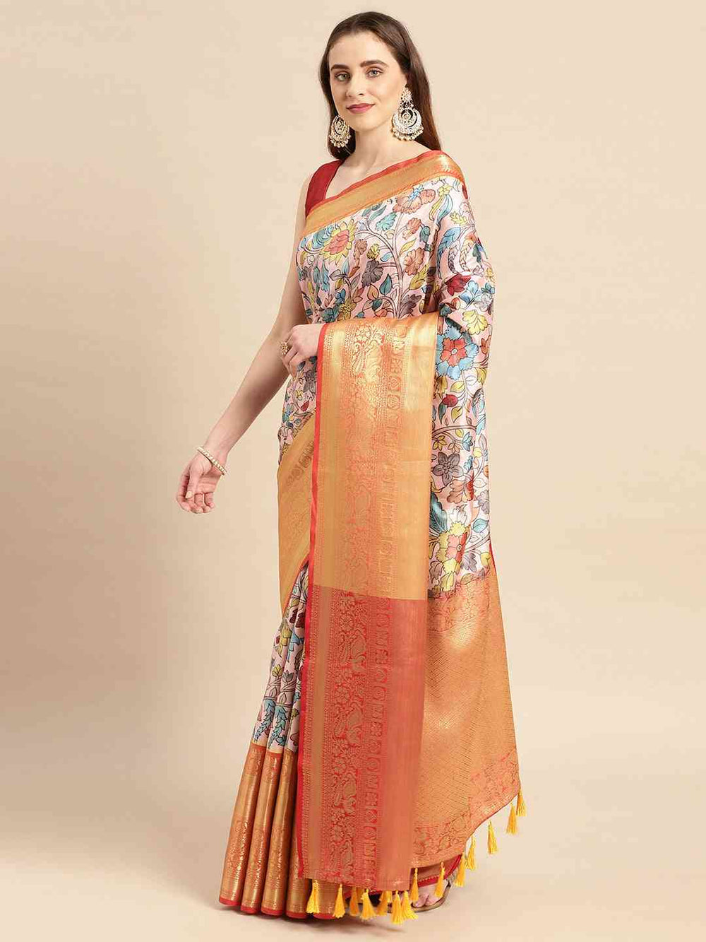 Kalamkari Pattu Banarasi Silk Saree 