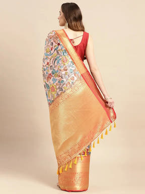 Kalamkari Pattu Banarasi Silk Saree 