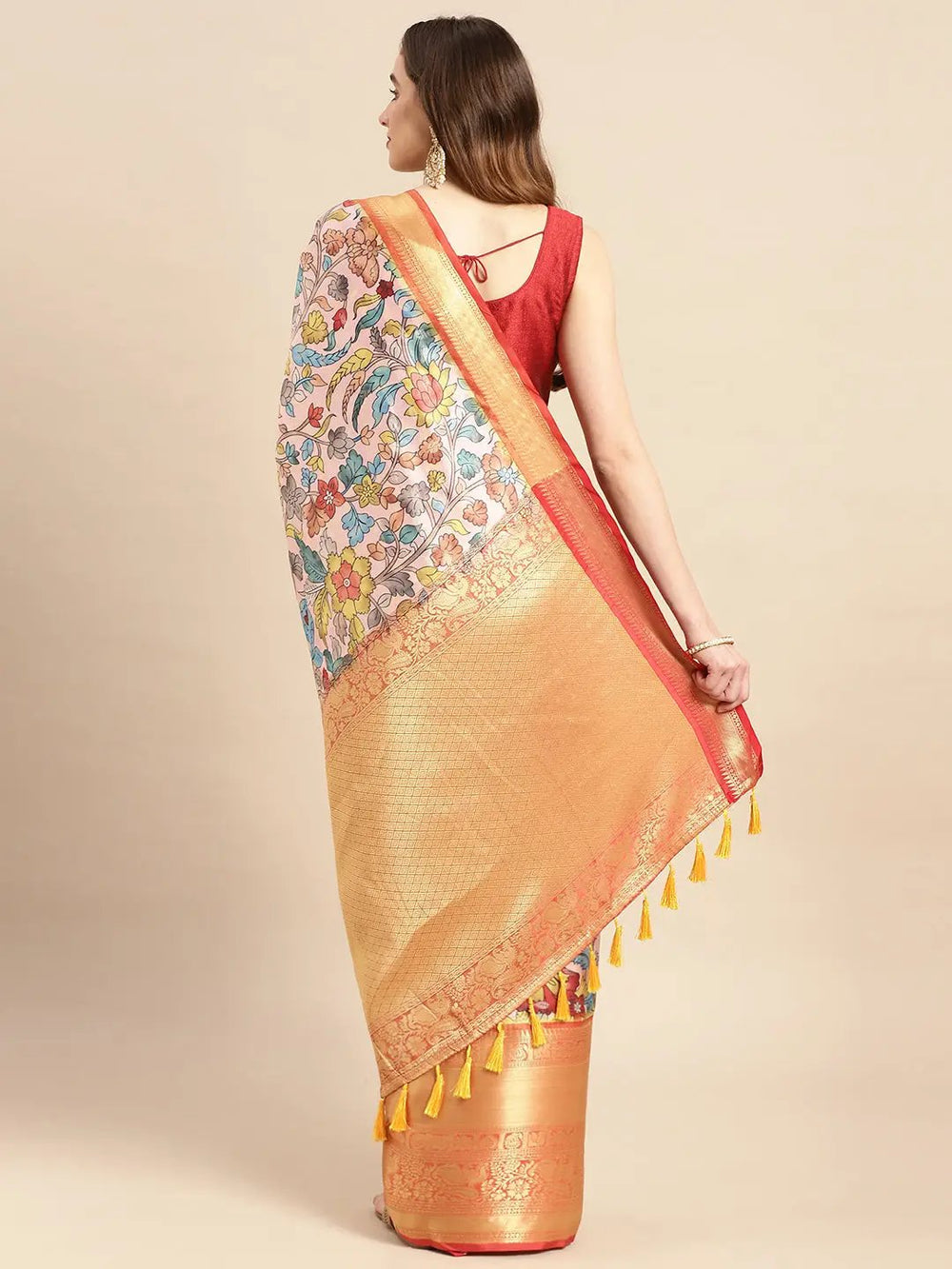 Kalamkari Pattu Banarasi Silk Saree 