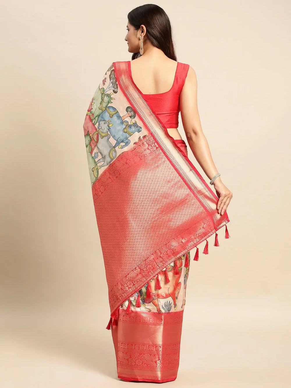 Kalamkari Pattu Banarasi Silk Saree 