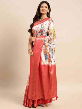 Kalamkari Pattu Banarasi Silk Saree 