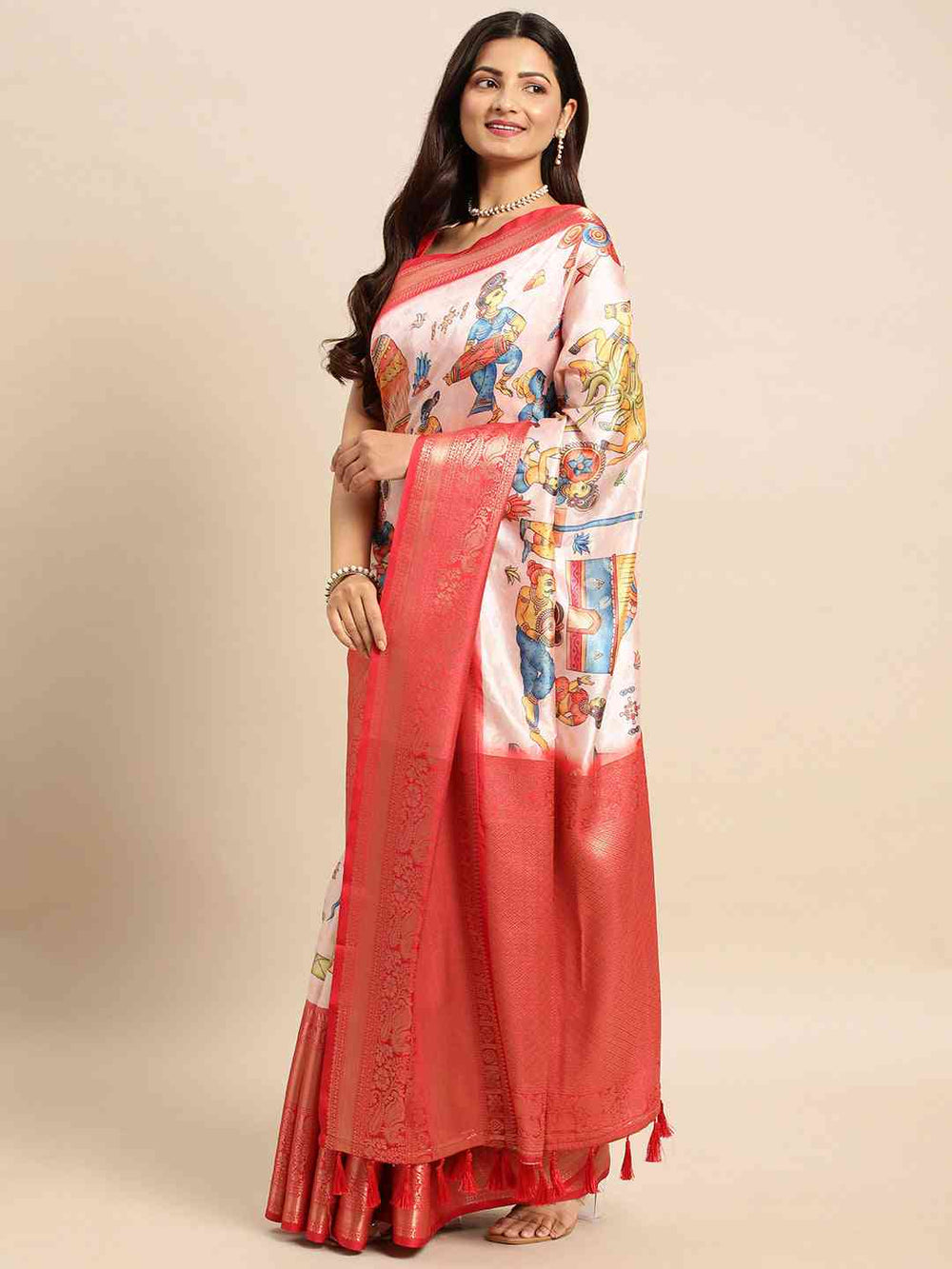 Kalamkari Pattu Banarasi Silk Saree 