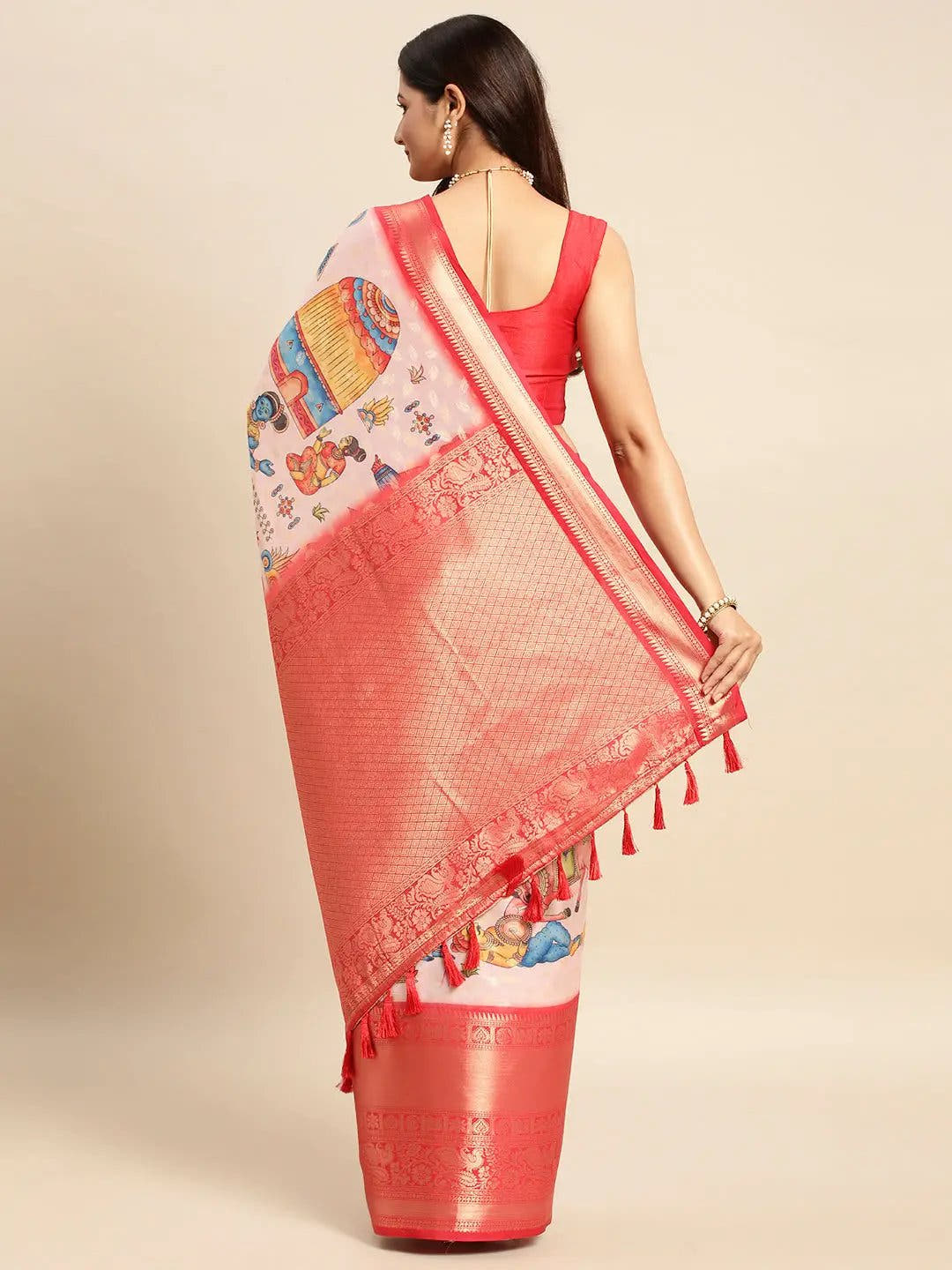 Kalamkari Pattu Banarasi Silk Saree 