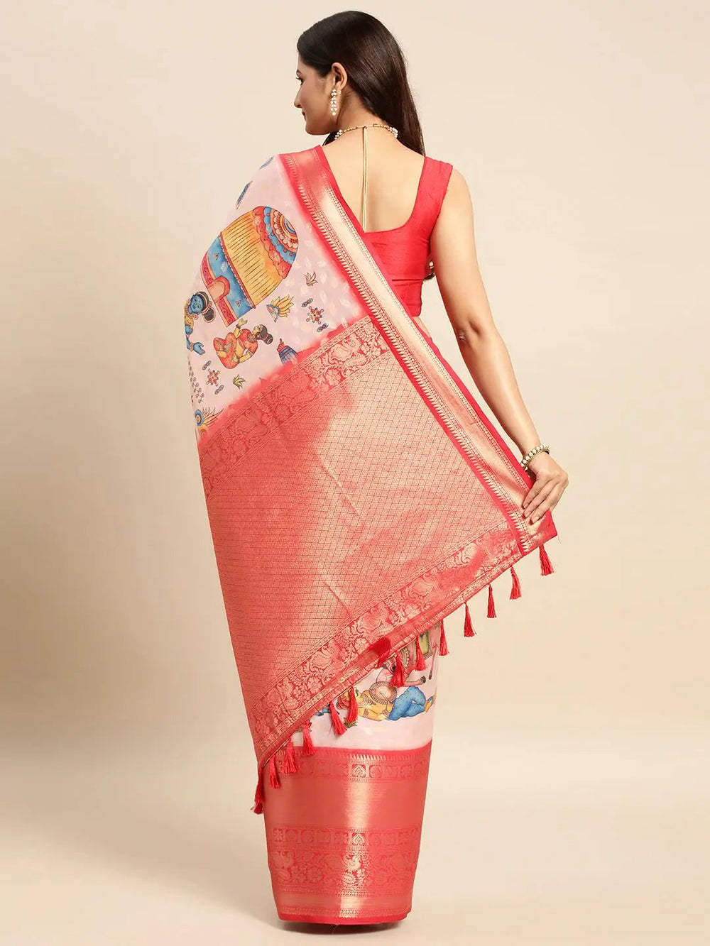 Kalamkari Pattu Banarasi Silk Saree 