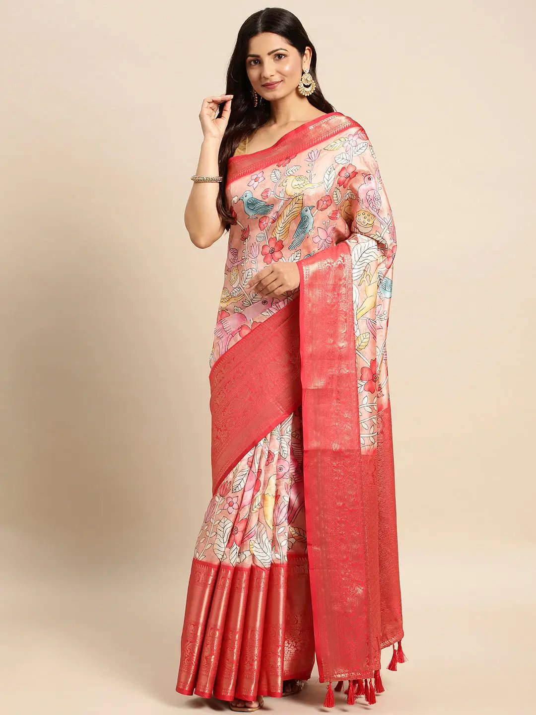 Kalamkari Pattu Banarasi Silk Saree 