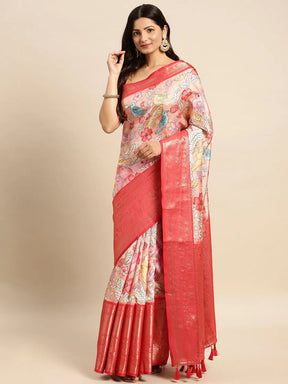 Kalamkari Pattu Banarasi Silk Saree 