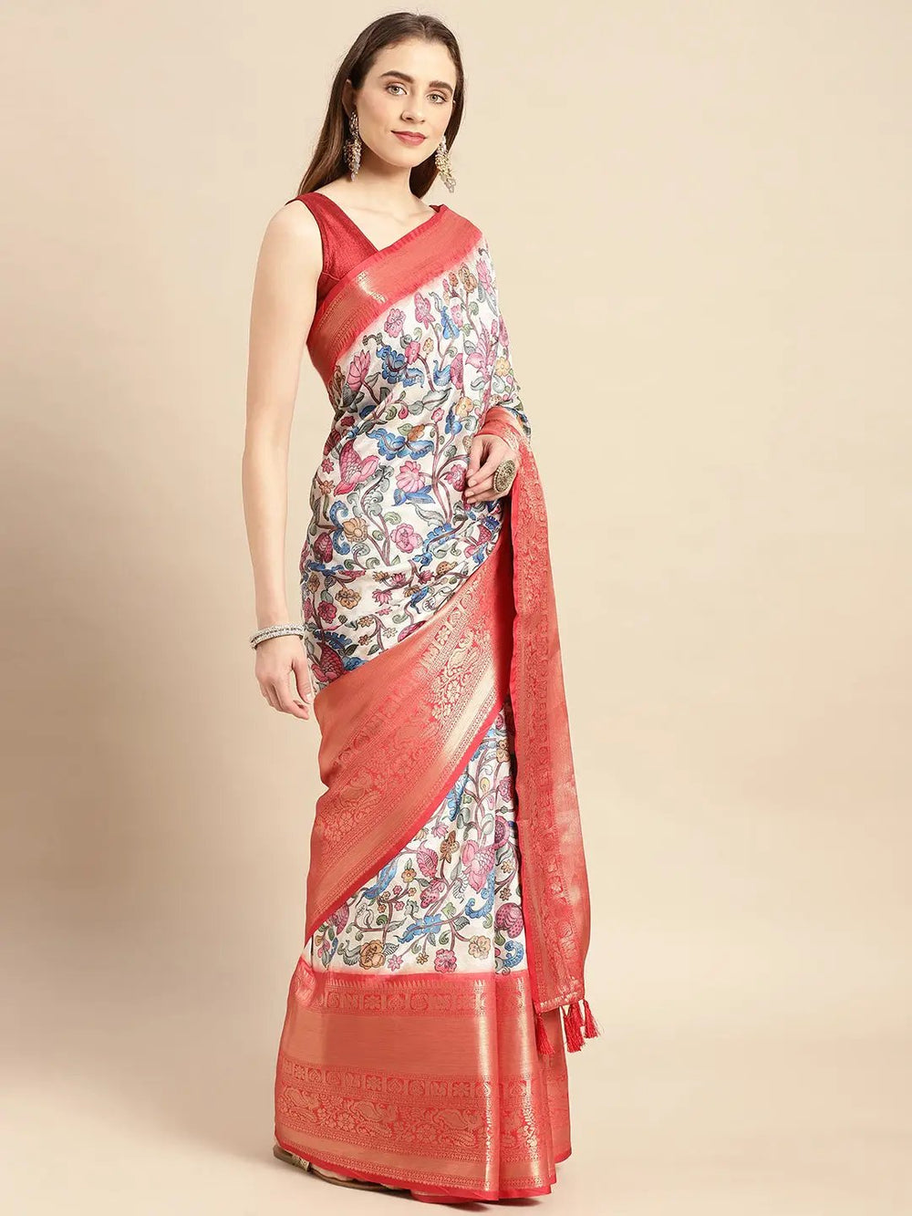 Kalamkari Pattu Banarasi Silk Saree 