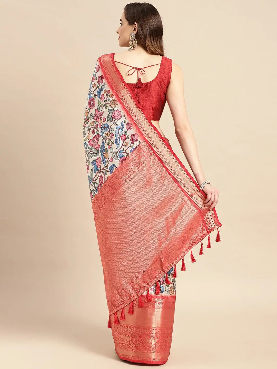 Kalamkari Pattu Banarasi Silk Saree 