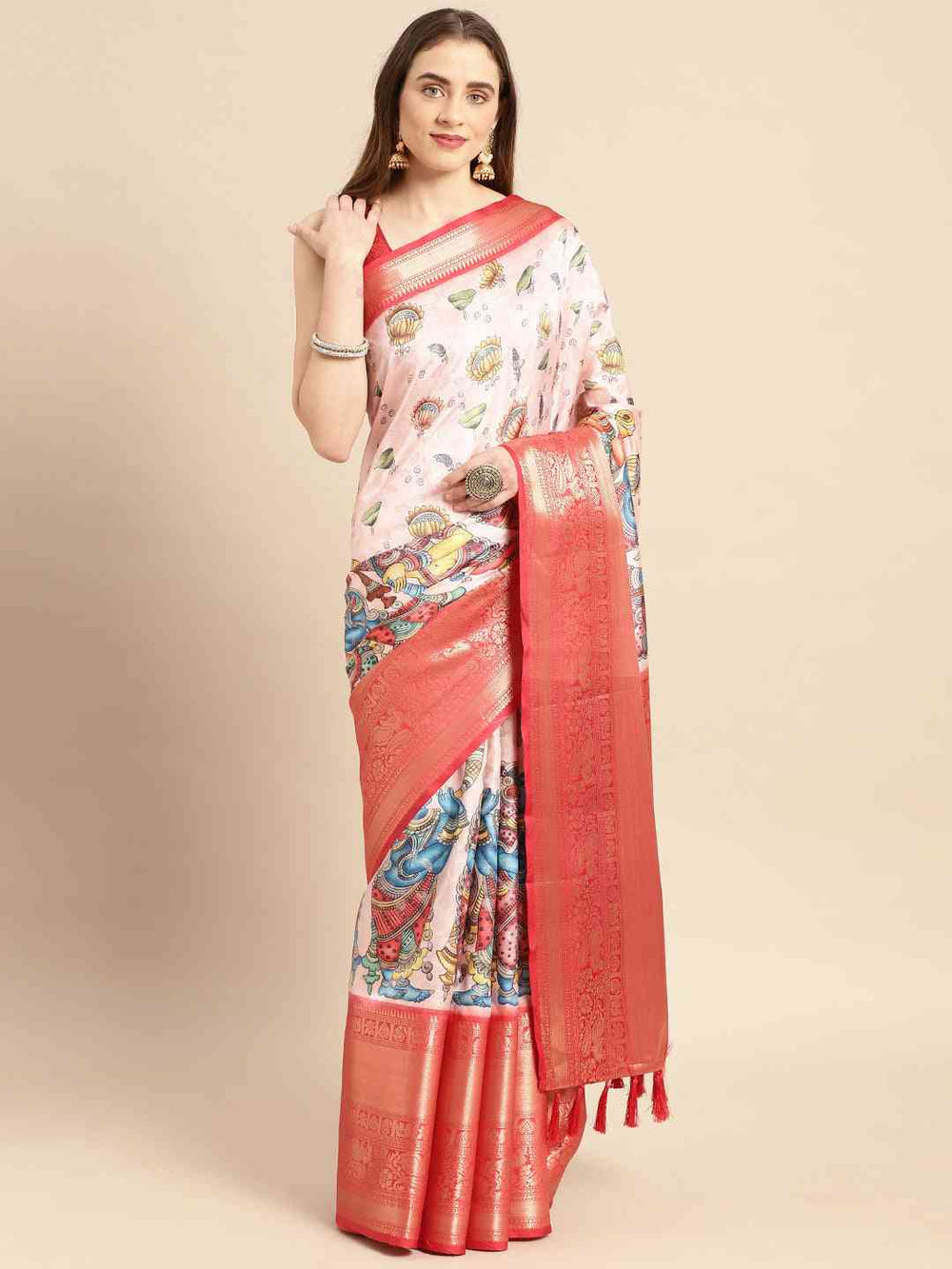 Kalamkari Pattu Banarasi Silk Saree 
