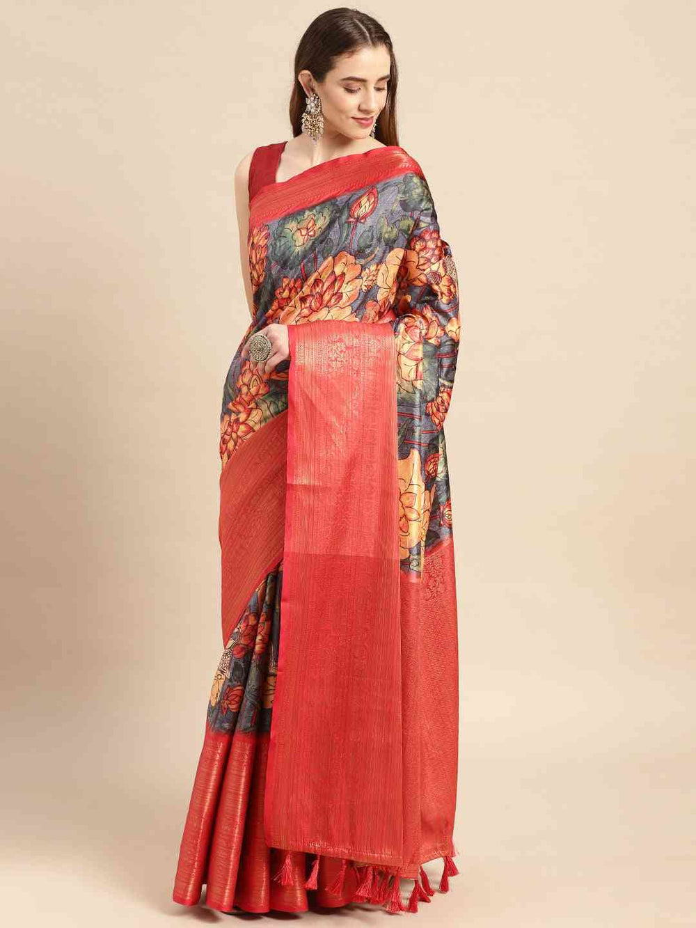 Kalamkari Pattu Banarasi Silk Saree 