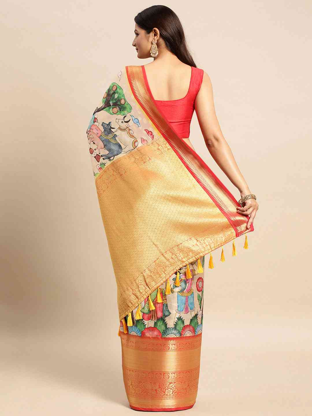 Kalamkari Pattu Banarasi Silk Saree 