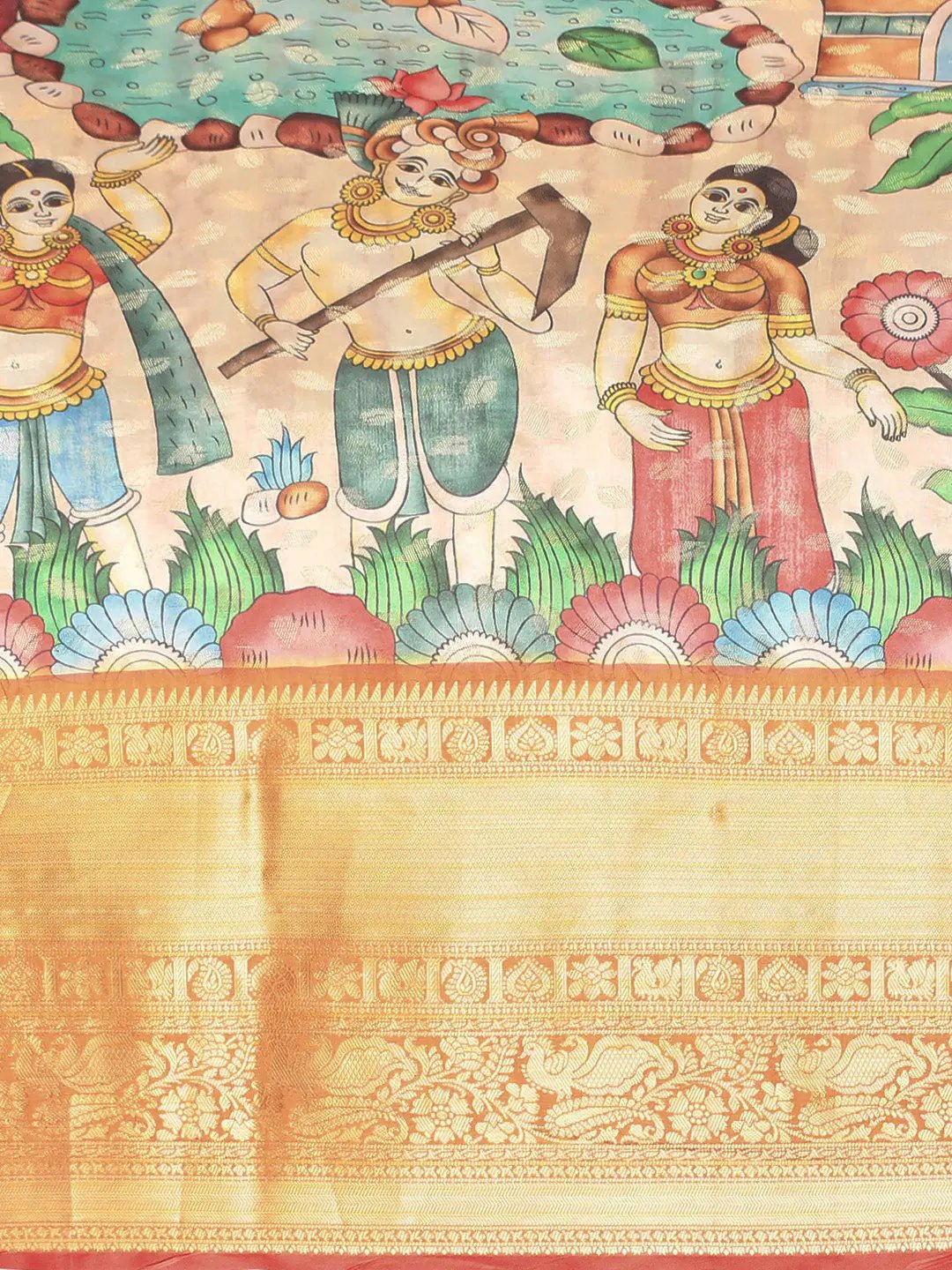 Kalamkari Pattu Banarasi Silk Saree 