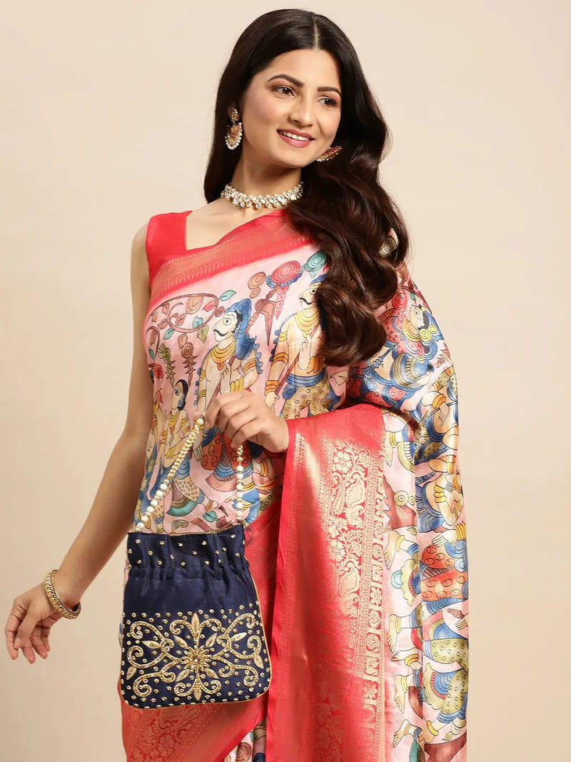 Kalamkari Pattu Banarasi Silk Saree 