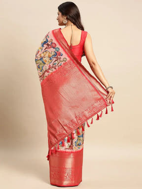 Kalamkari Pattu Banarasi Silk Saree 