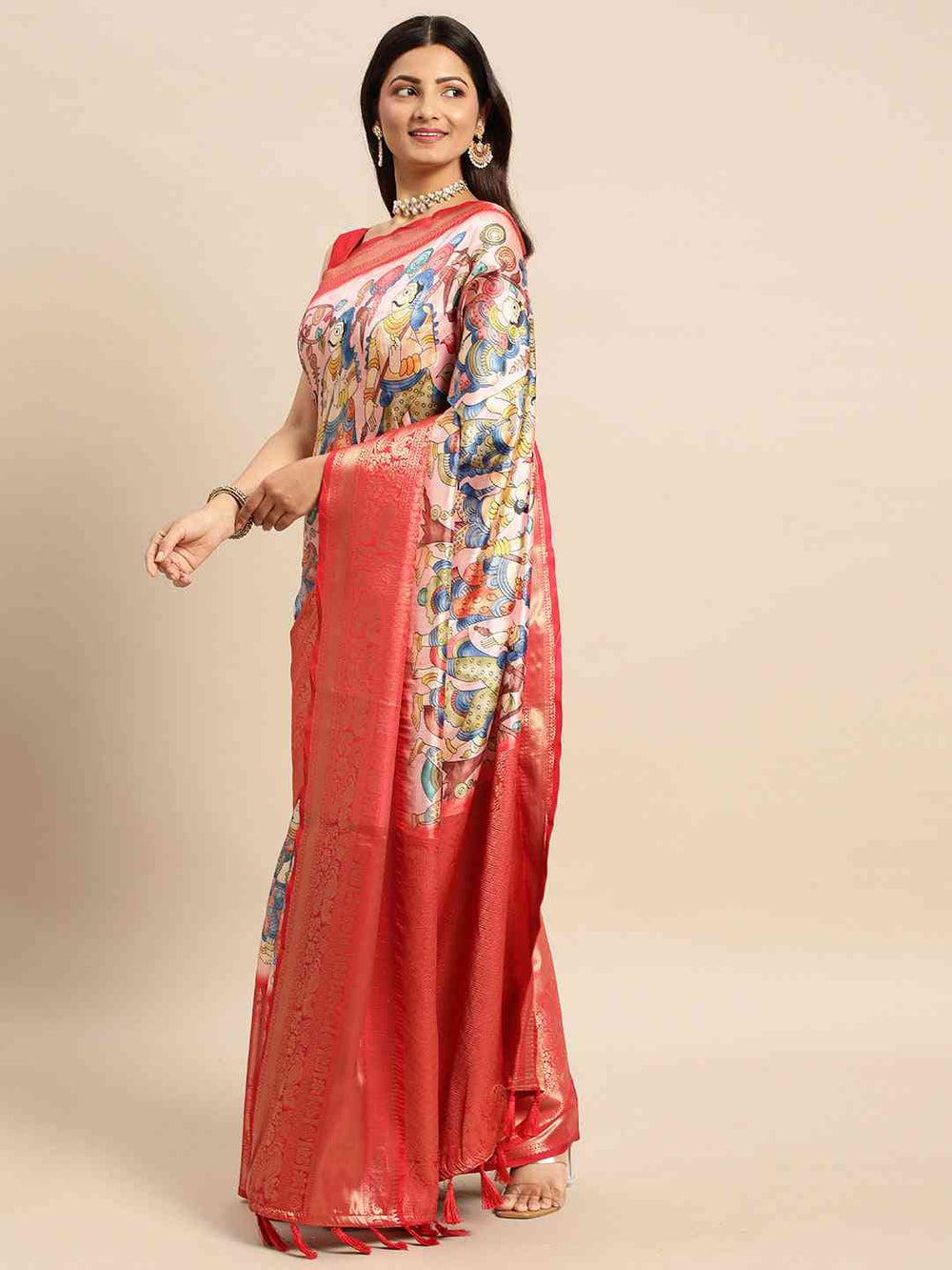 Kalamkari Pattu Banarasi Silk Saree 