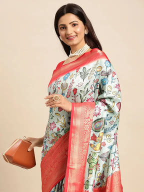 Kalamkari Pattu Banarasi Silk Saree 