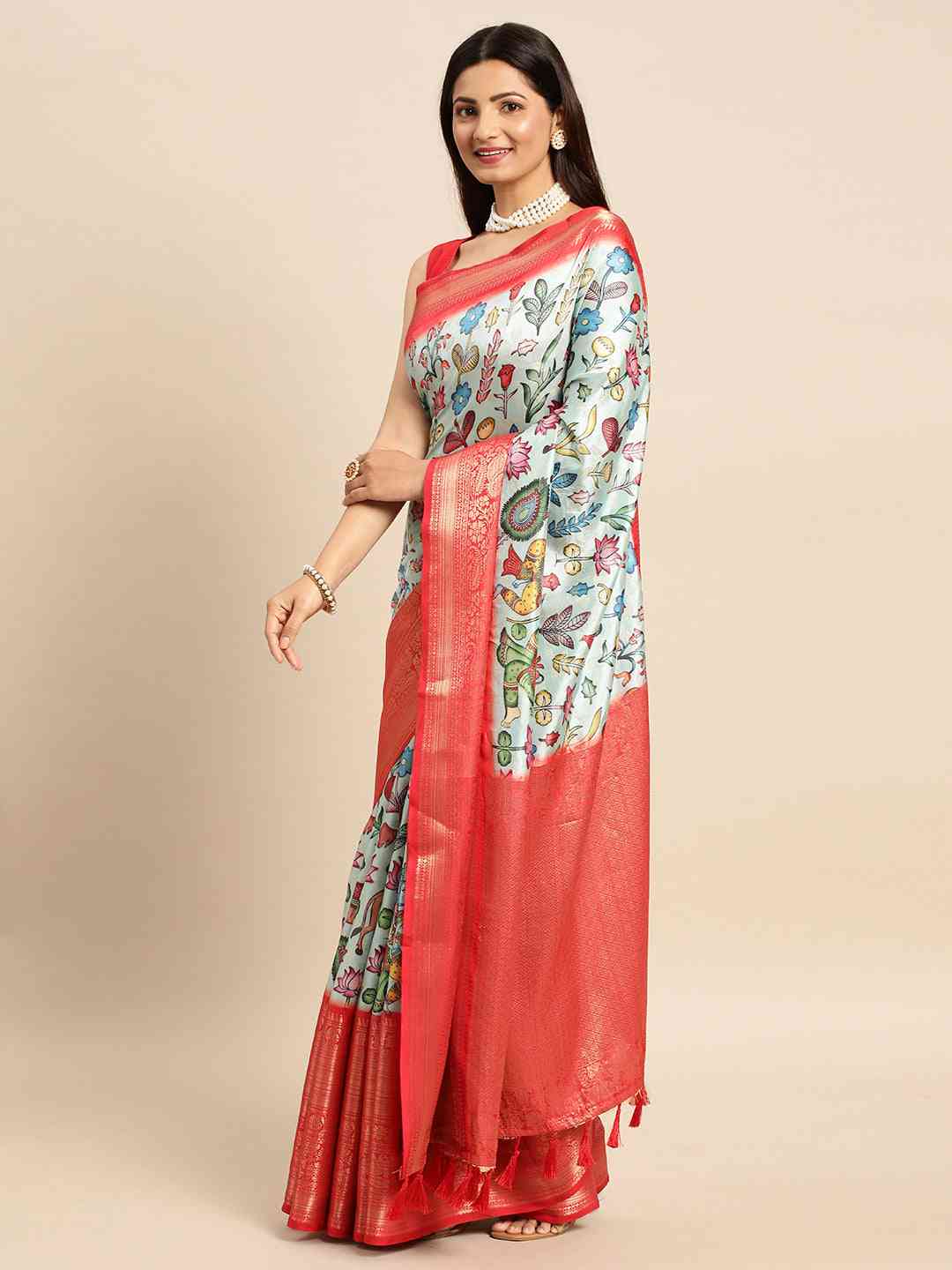 Kalamkari Pattu Banarasi Silk Saree 