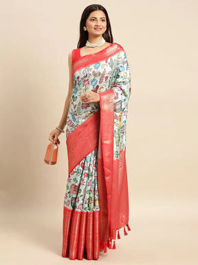 Kalamkari Pattu Banarasi Silk Saree 