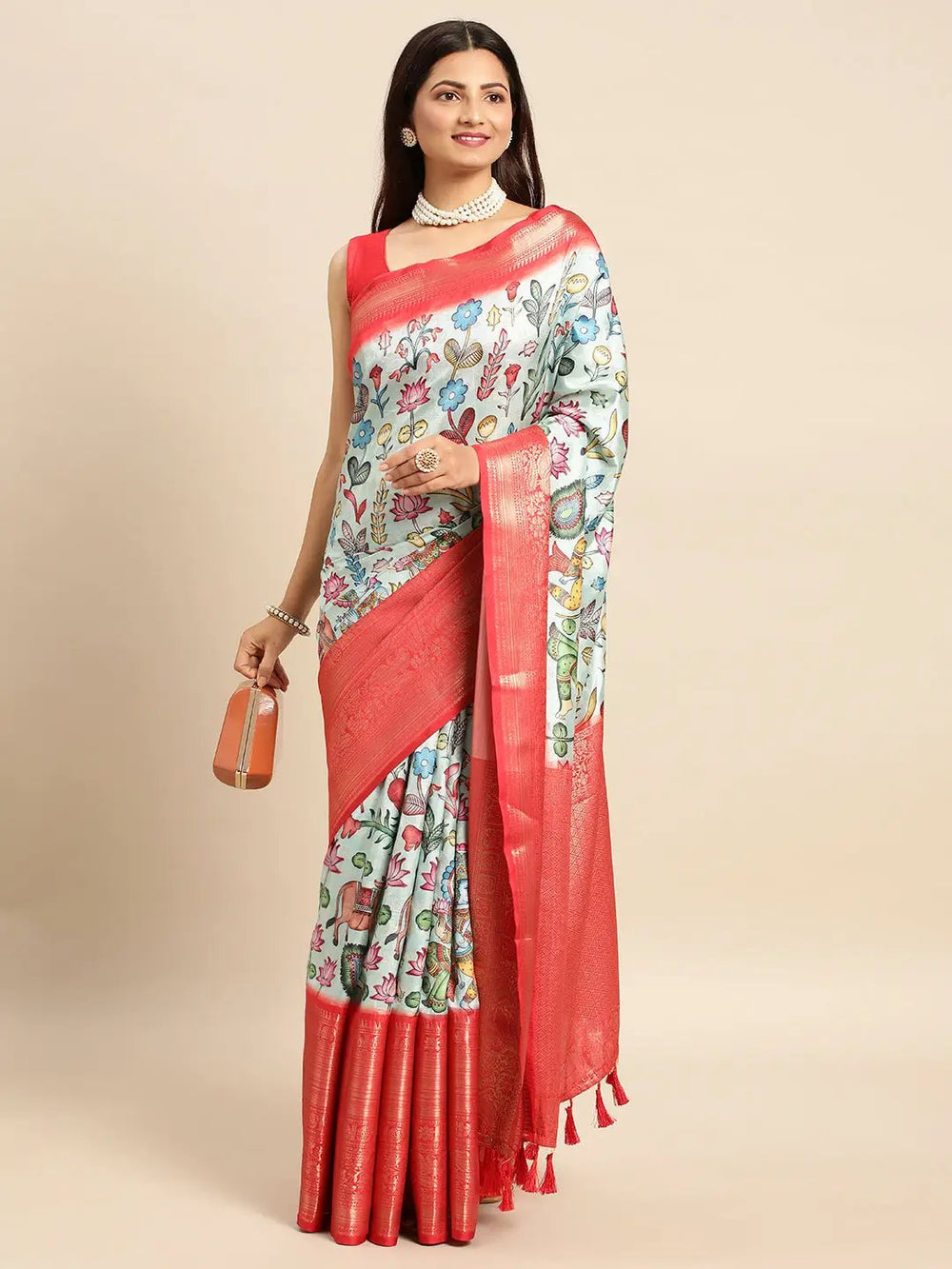 Kalamkari Pattu Banarasi Silk Saree 
