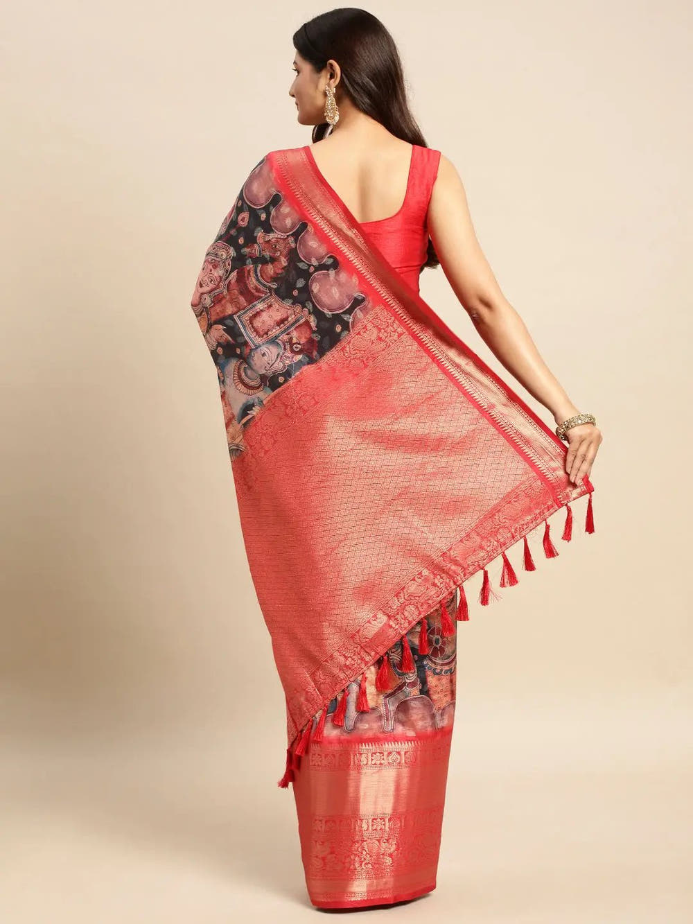 Kalamkari Pattu Banarasi Silk Saree 