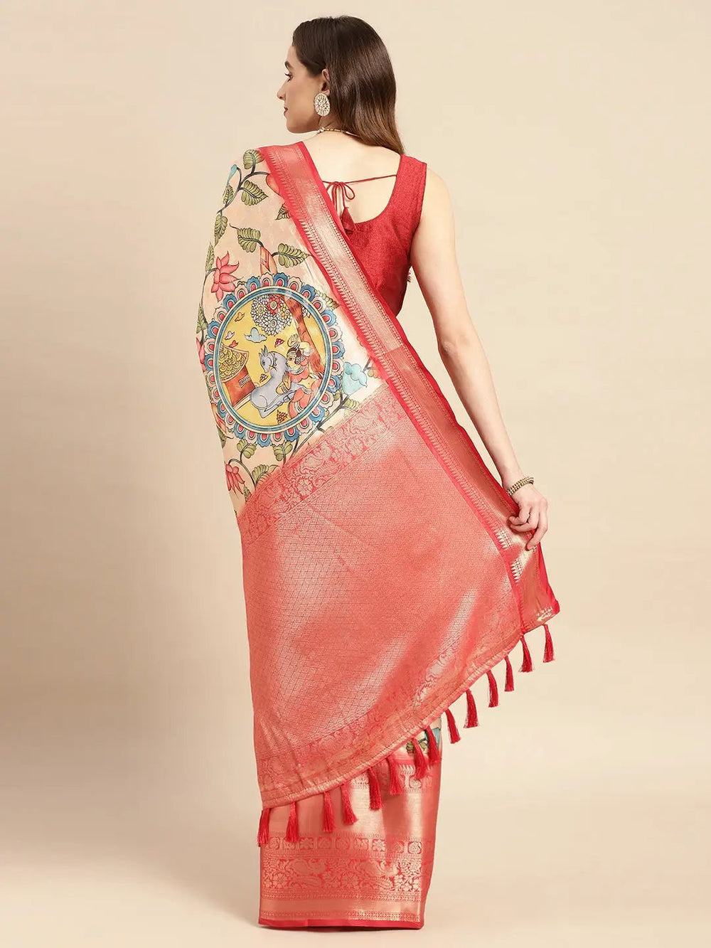 Kalamkari Pattu Banarasi Silk Saree 