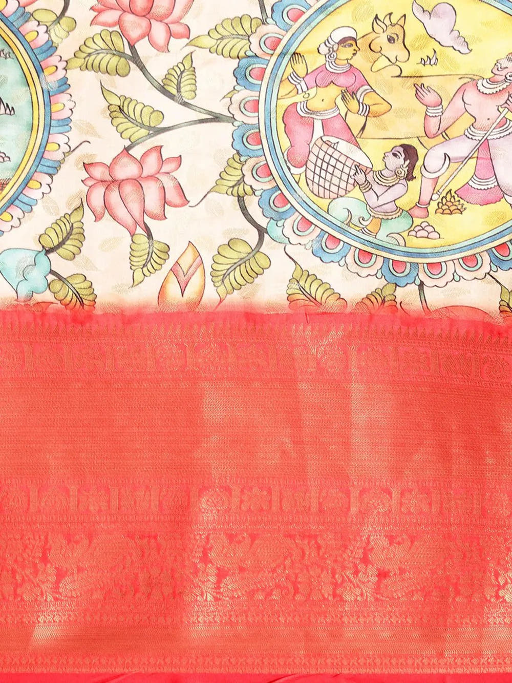 Kalamkari Pattu Banarasi Silk Saree 