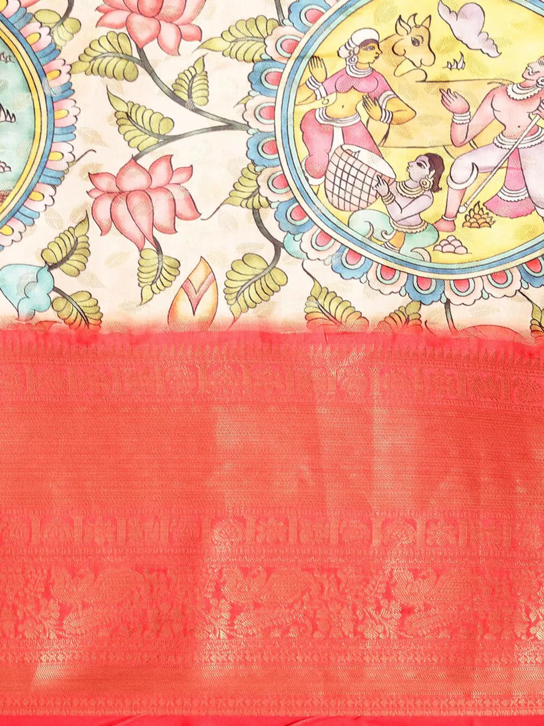 Kalamkari Pattu Banarasi Silk Saree 