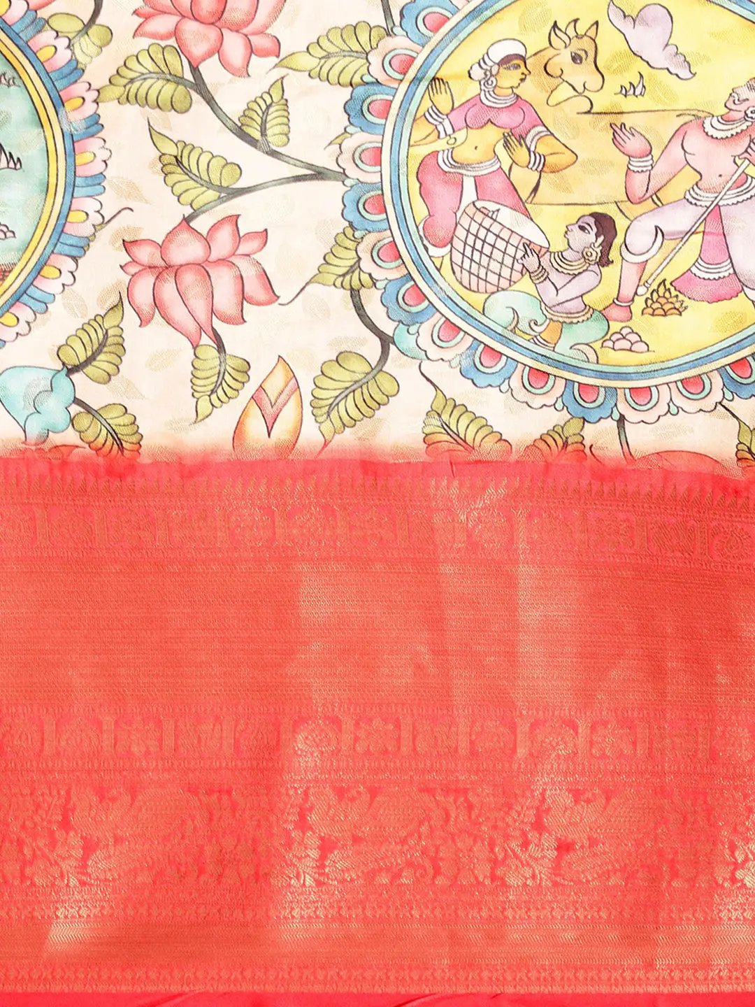 Kalamkari Pattu Banarasi Silk Saree 
