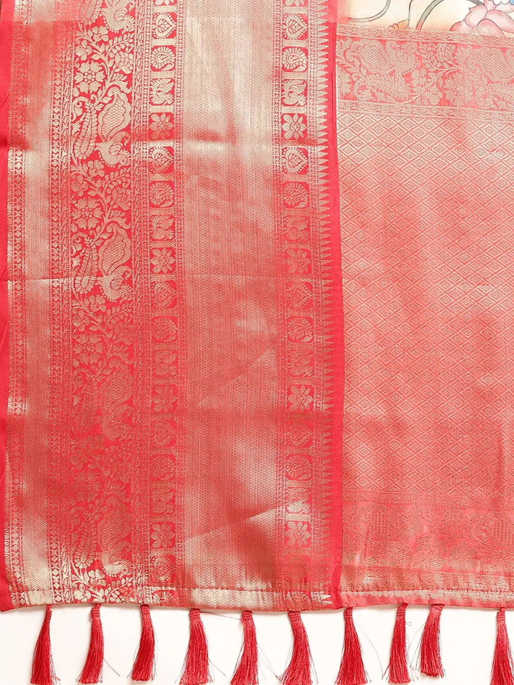Kalamkari Pattu Banarasi Silk Saree 