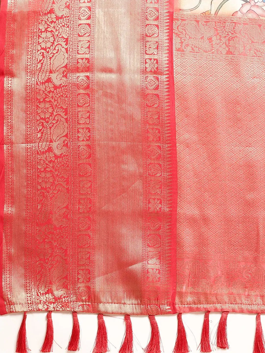 Kalamkari Pattu Banarasi Silk Saree 