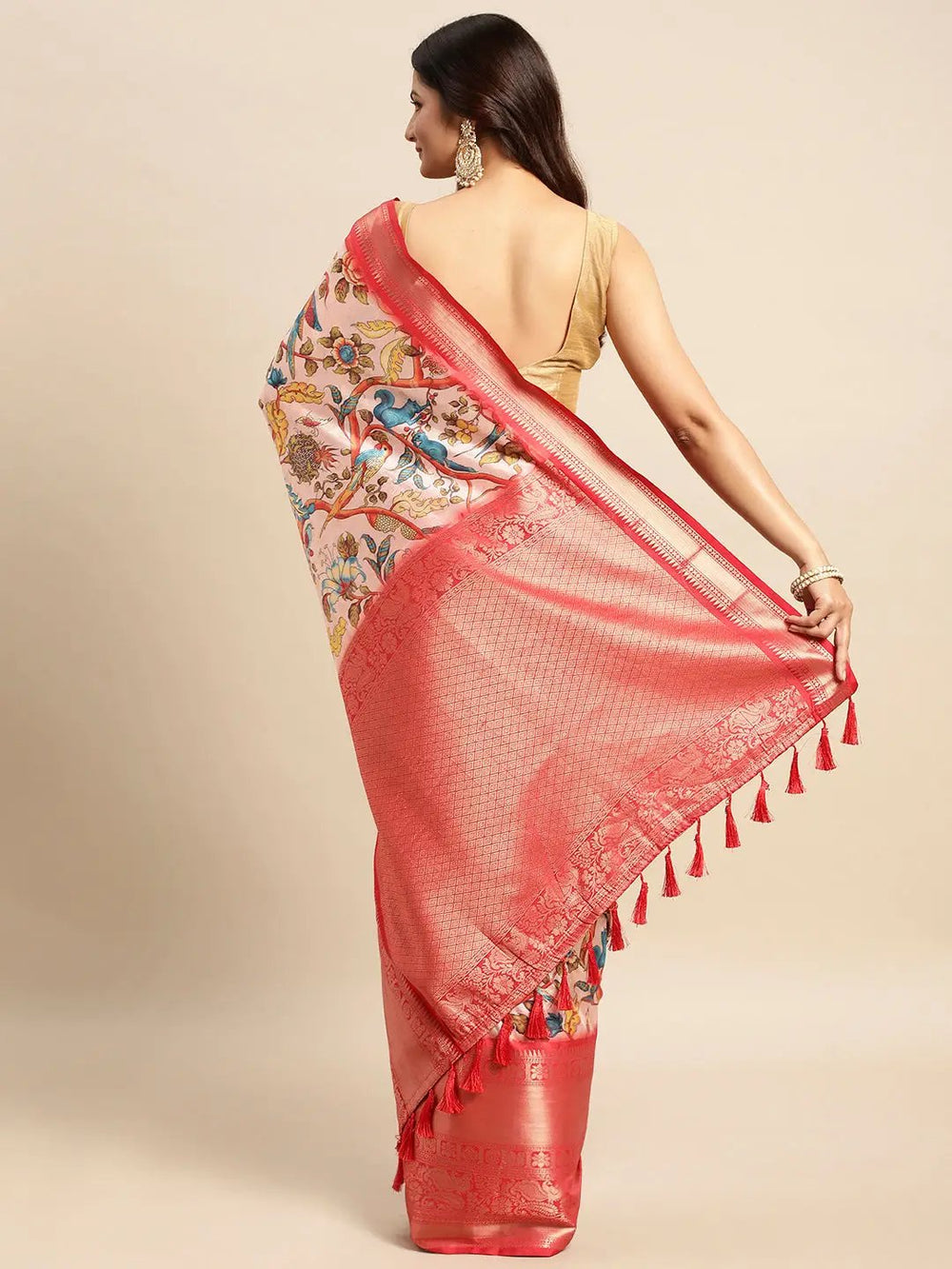Kalamkari Pattu Banarasi Silk Saree 