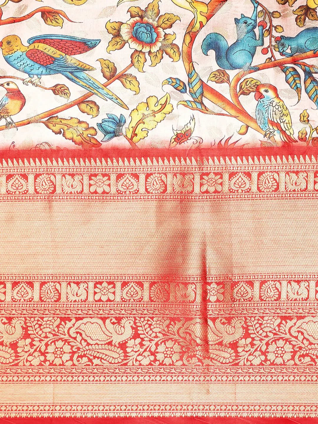 Kalamkari Pattu Banarasi Silk Saree 