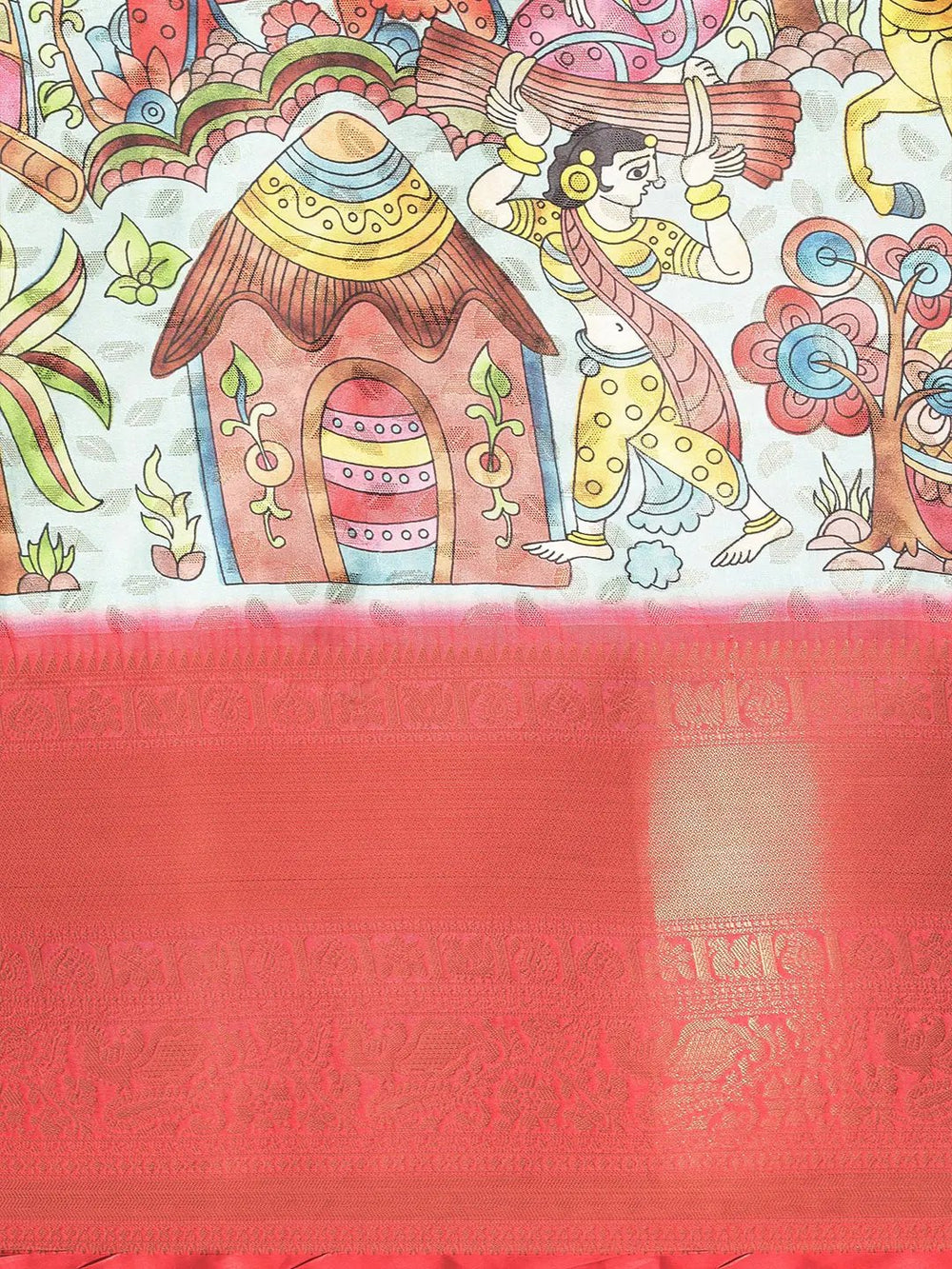 Kalamkari Pattu Banarasi Silk Saree 