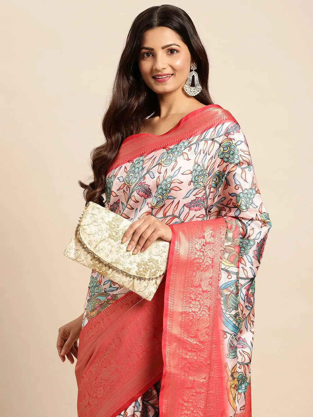 Lastest Kalamkari Pattu Banarasi Silk Saree